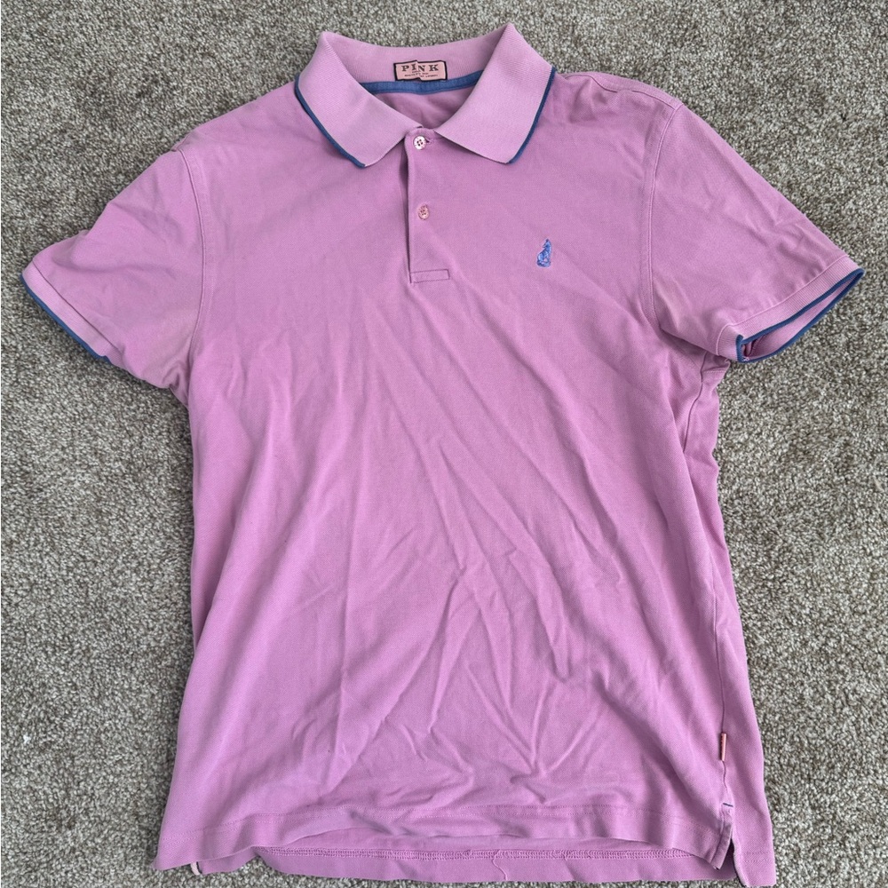 Thomas Pink Polo Shirt in Pink and Blue Classic Design